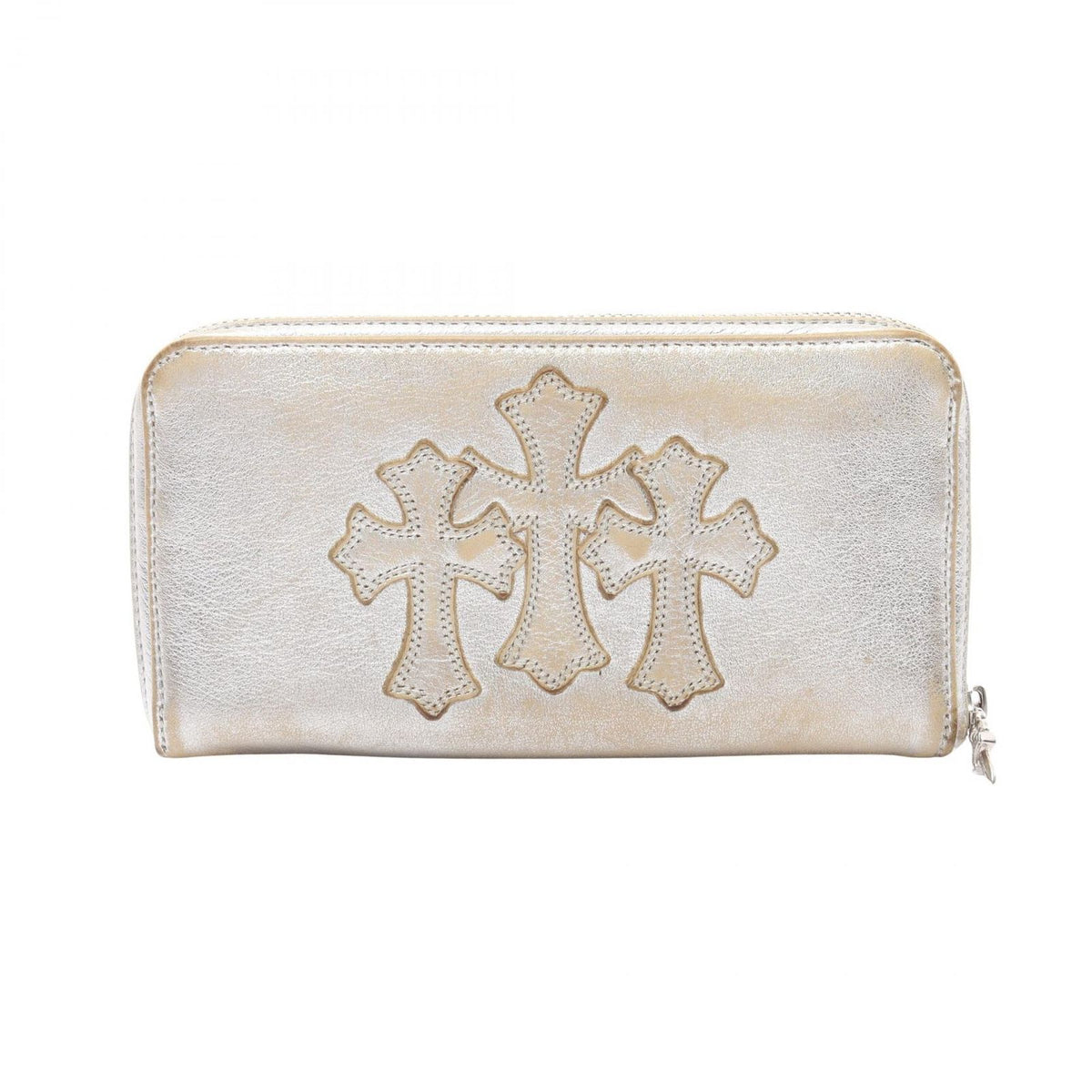 Chrome Hearts Round Wallet Rec Zip Cross Patch Leather