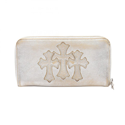 Chrome Hearts Round Wallet Rec Zip Cross Patch Leather