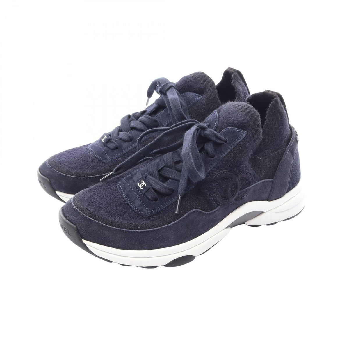 Chanel Sneakers CC Logo Fabric Suede