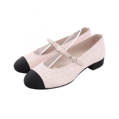 Chanel Pumps CC Logo Glitter Leather Shoes