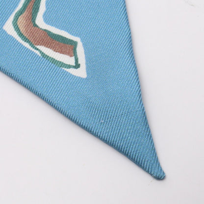 Hermes Scarf Twilly Chevaux en Liberte Blue Silk — view 8