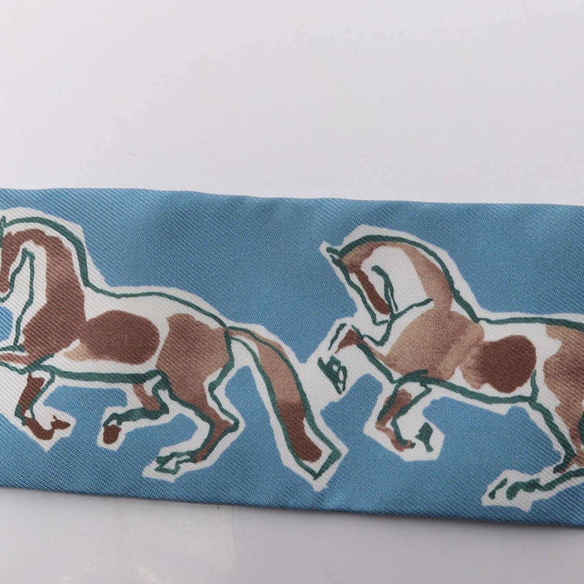 Hermes Scarf Twilly Chevaux en Liberte Blue Silk — view 6