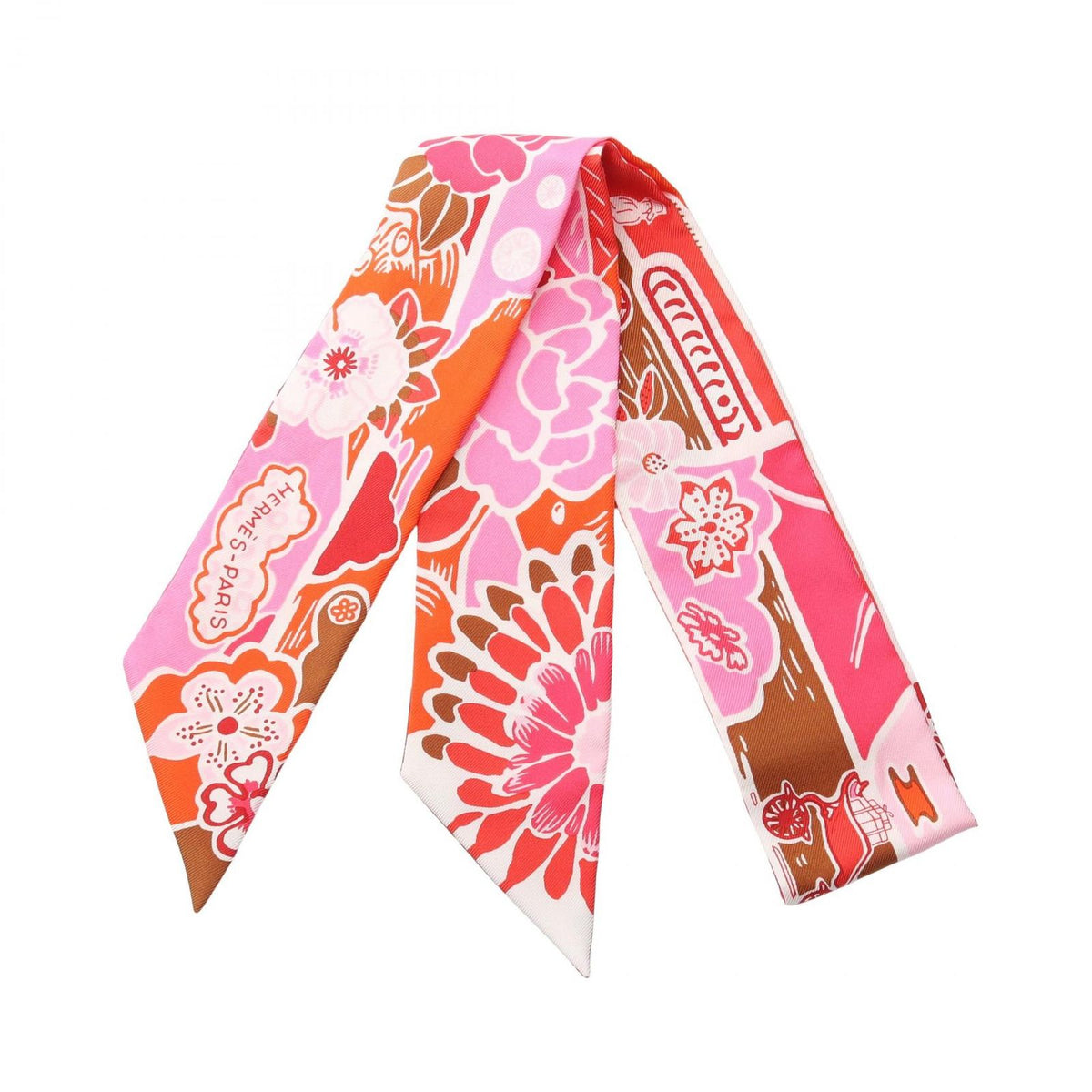Hermes Scarf Twilly Bingata Red Silk