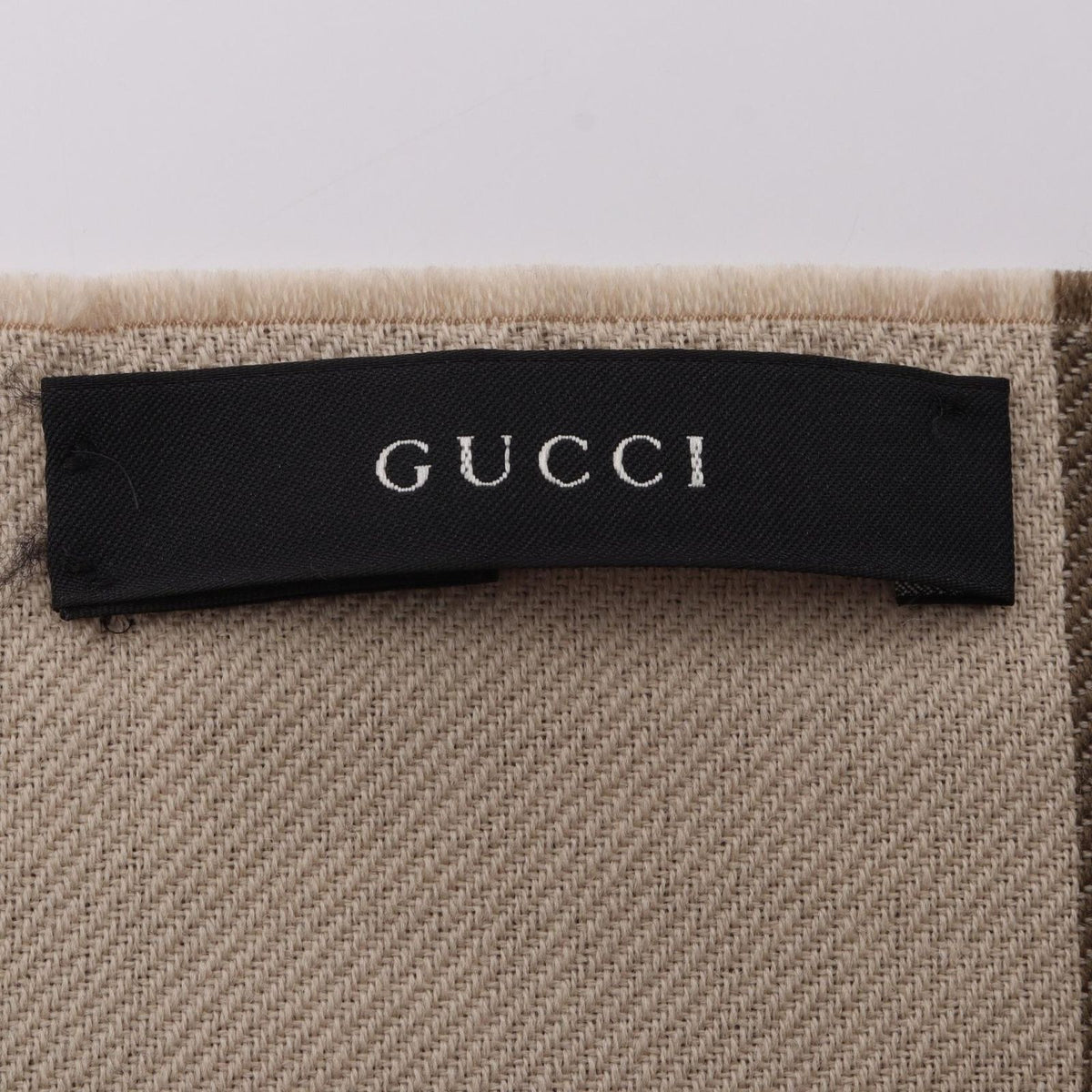 Gucci Shawl GG Pattern Beige Wool Scarf — view 2