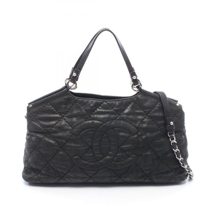 Chanel Shoulder Bag CC Logo Quilted 2-Way Black Leather