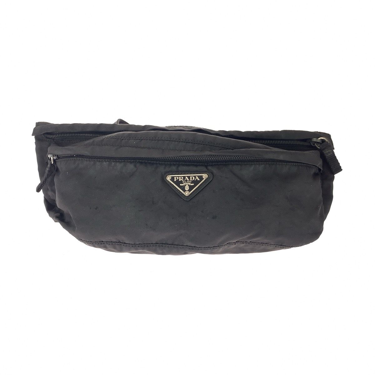 Prada Tessuto Black Silver Nylon Belt Bag