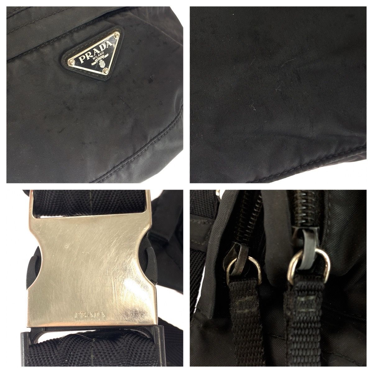 Prada Tessuto Black Silver Nylon Belt Bag — view 5