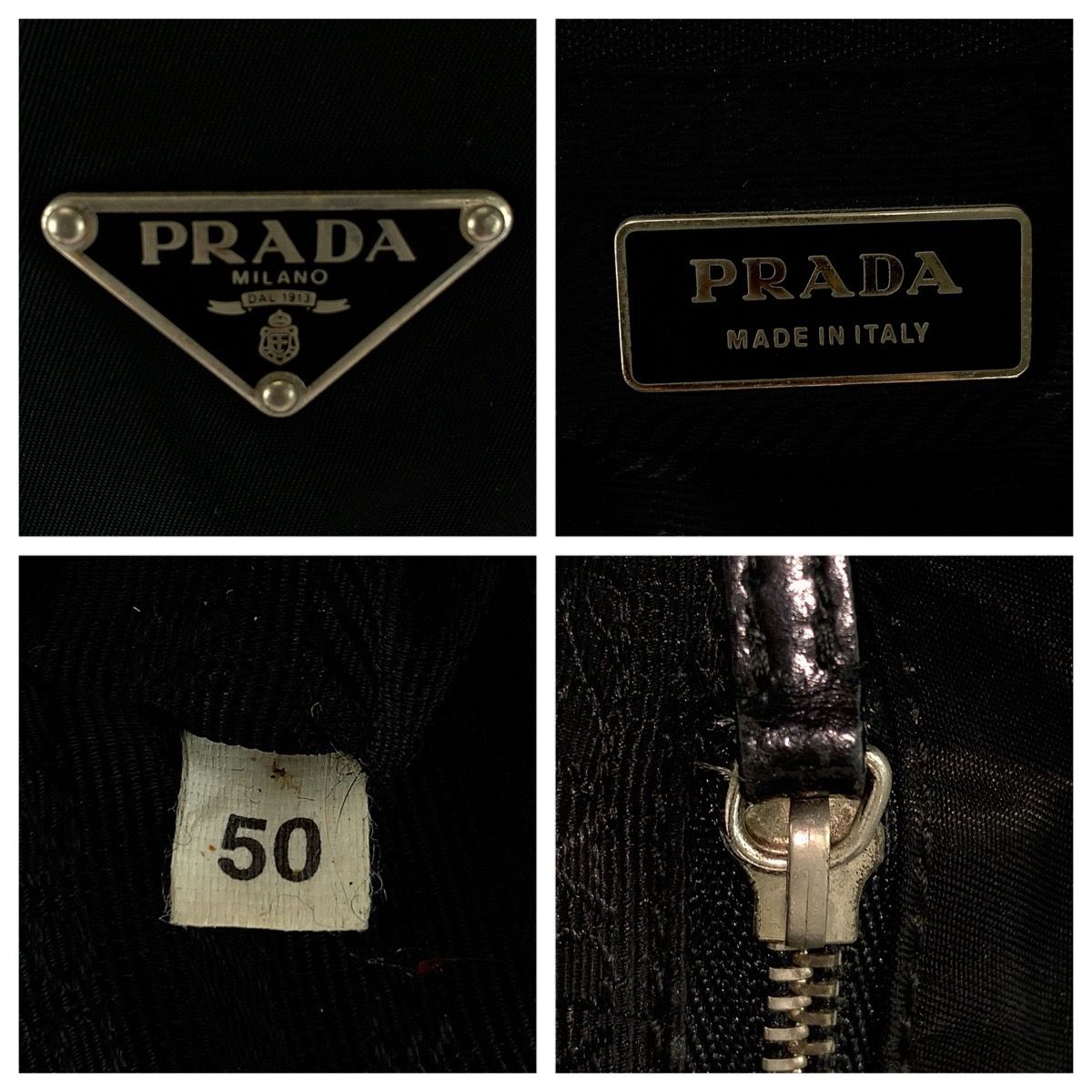 Prada Tessuto Black Silver Nylon Leather Tote Shoulder Bag — view 6
