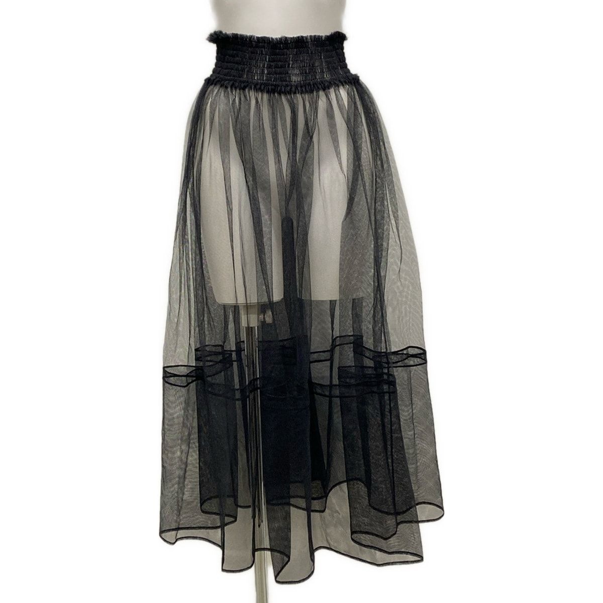 Dior Long Skirt I Black Mesh Tulle 40