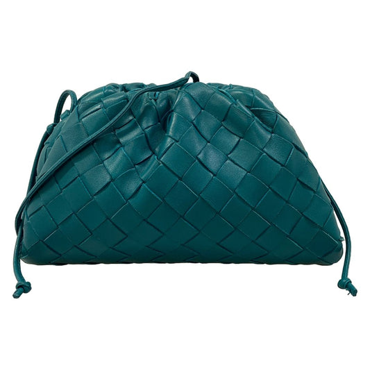 Bottega Veneta Shoulder Bag Mini the Pouch Intrecciato Turquoise Blue Kiss Lock