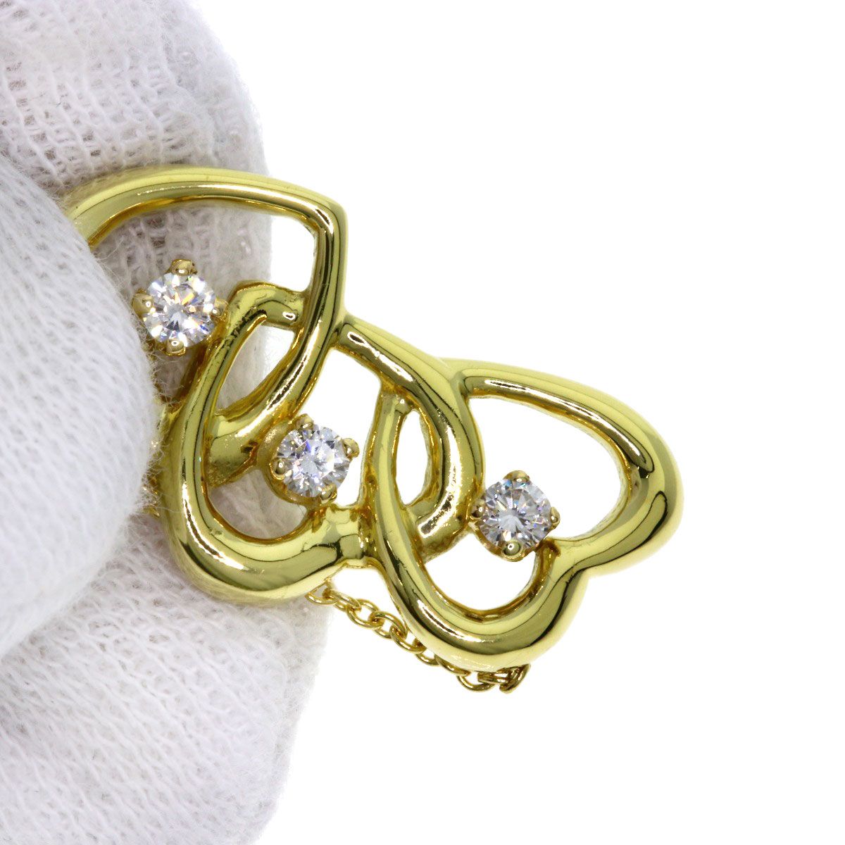 Tiffany & Co Triple Heart Diamond Necklace 18k Yellow Gold — view 5