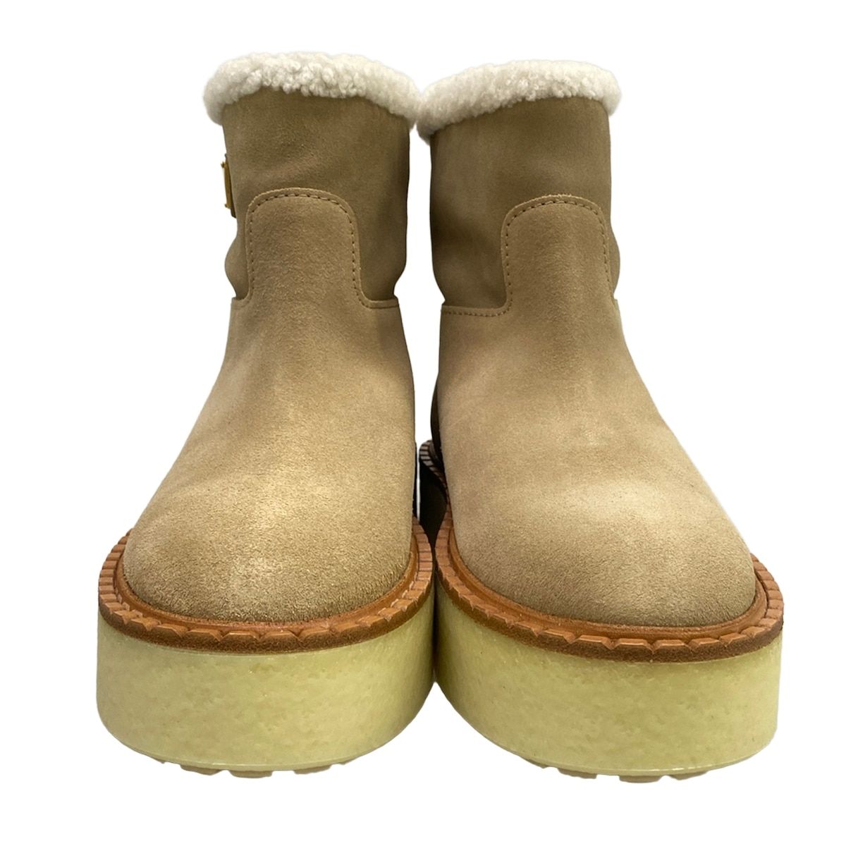Prada Short Boots Beige Shearling — view 5