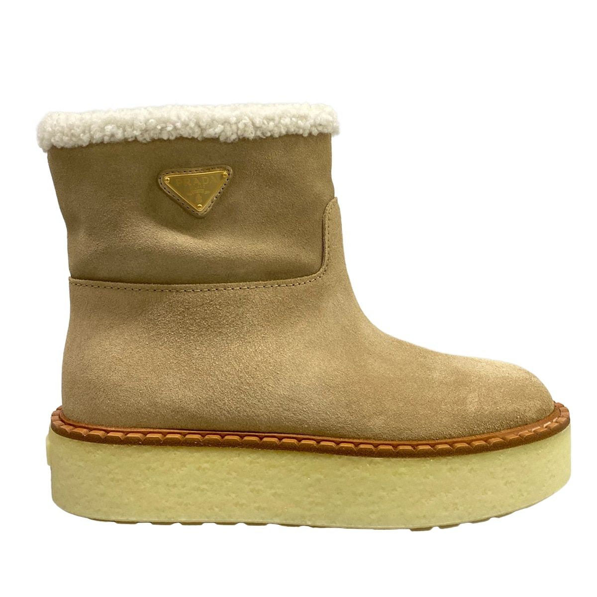 Prada Short Boots Beige Shearling — view 4