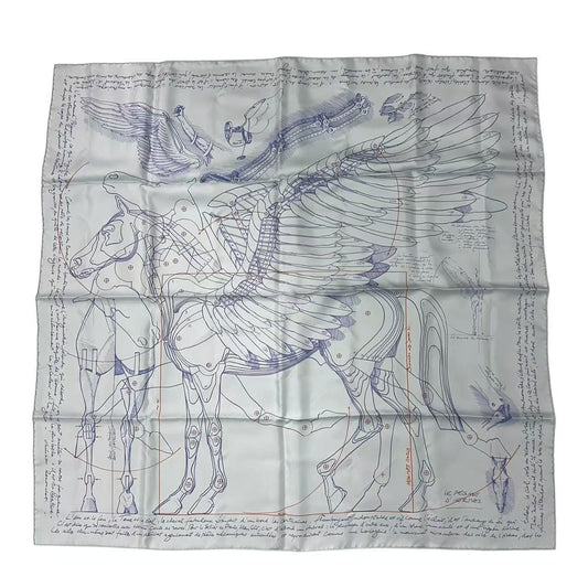 Hermes Carre 90 Scarf Jean Wash Pegasus Cut Blue
