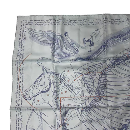 Hermes Carre 90 Scarf Jean Wash Pegasus Cut Blue — view 2