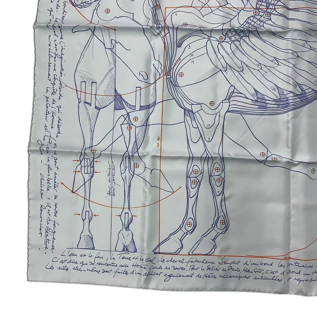 Hermes Carre 90 Scarf Jean Wash Pegasus Cut Blue — view 4