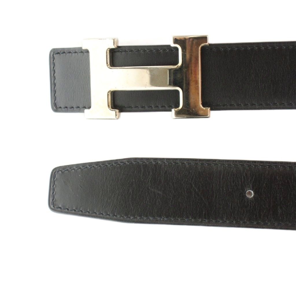 Hermes Constance Belt Reversible Leather 80 Black Orange — view 3
