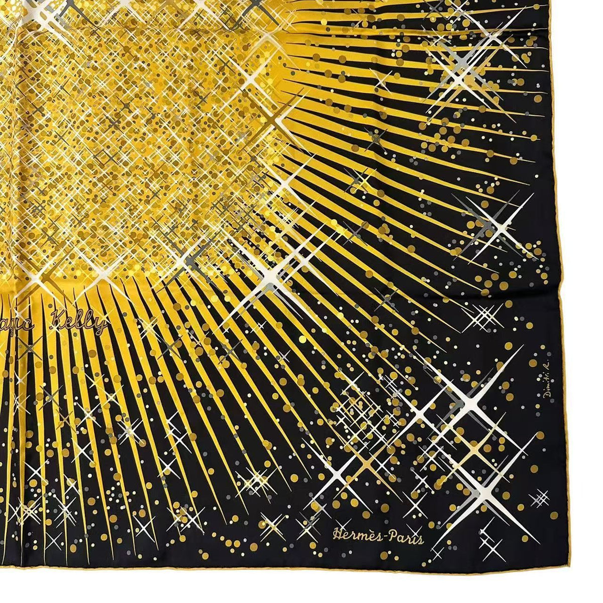 Hermes Carre 90 Scarf Silk Magic Kelly Black Yellow — view 5