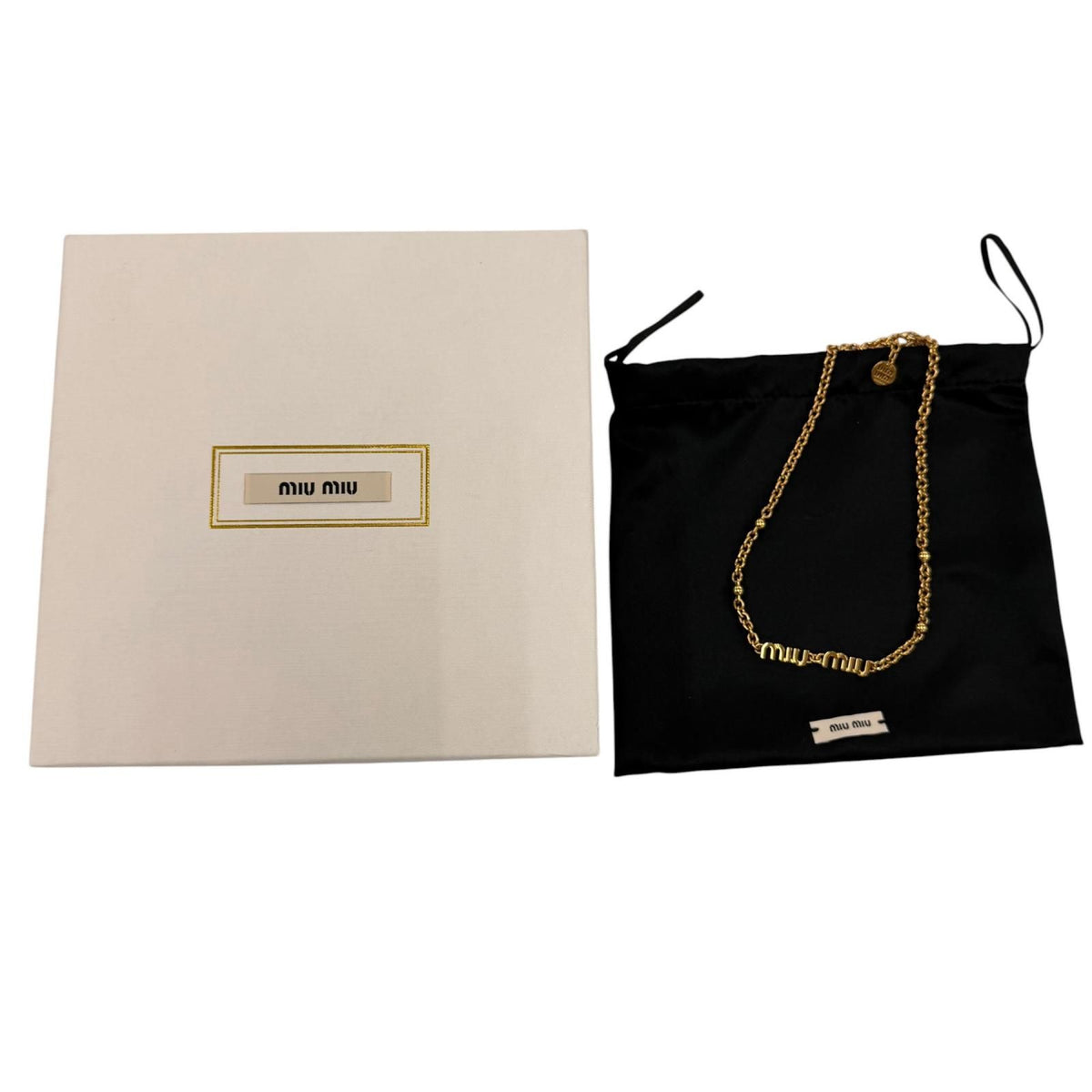 Miu Miu Logo Chain Choker Necklace Gold — view 2