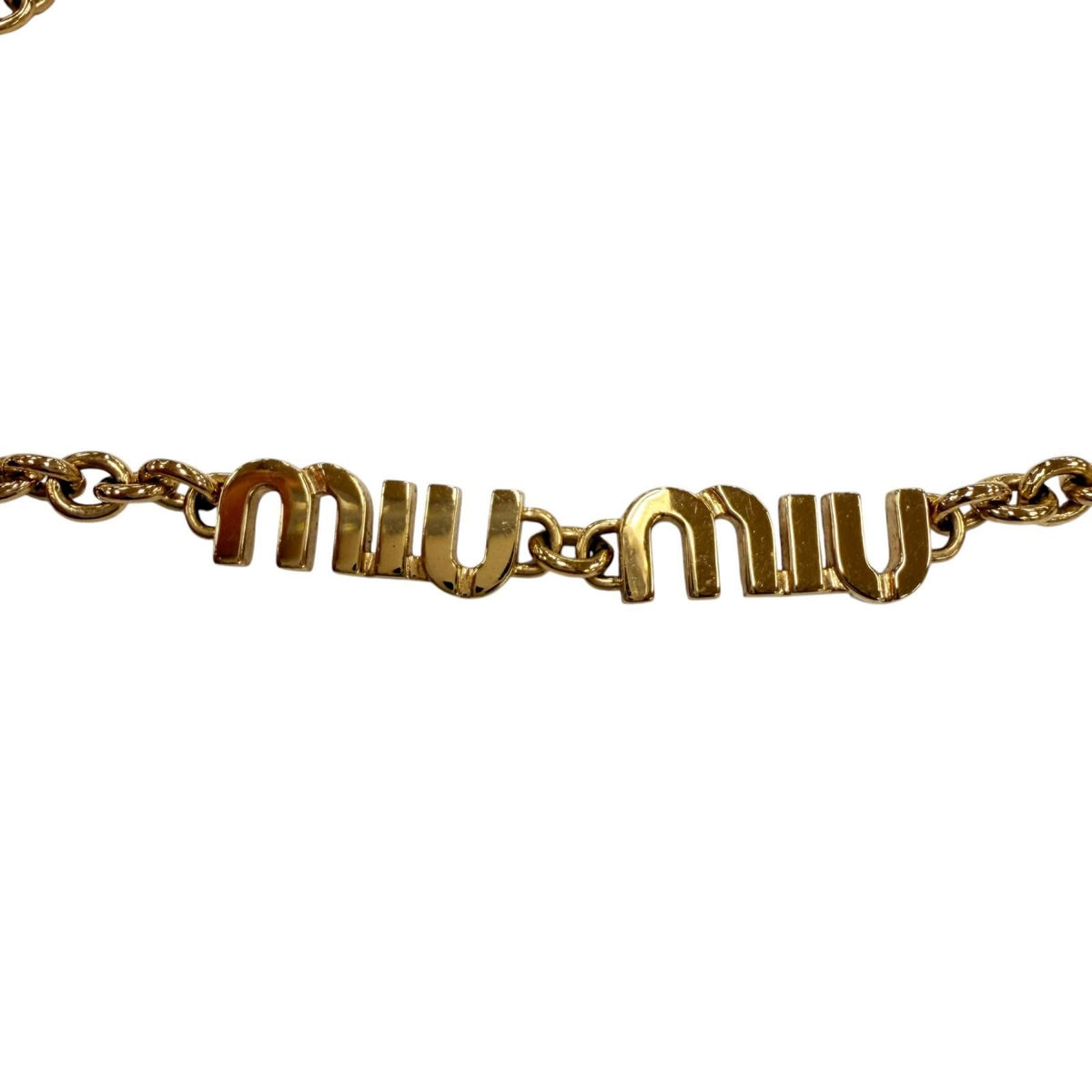 Miu Miu Logo Chain Choker Necklace Gold — view 4