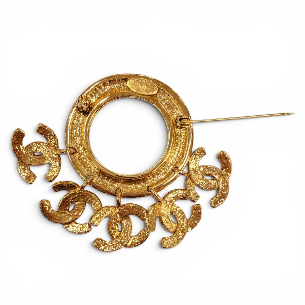 Chanel Vintage 94P CC Logo Circle Swing Brooch Gold French — view 5