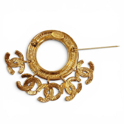 Chanel Vintage 94P CC Logo Circle Swing Brooch Gold French — view 5