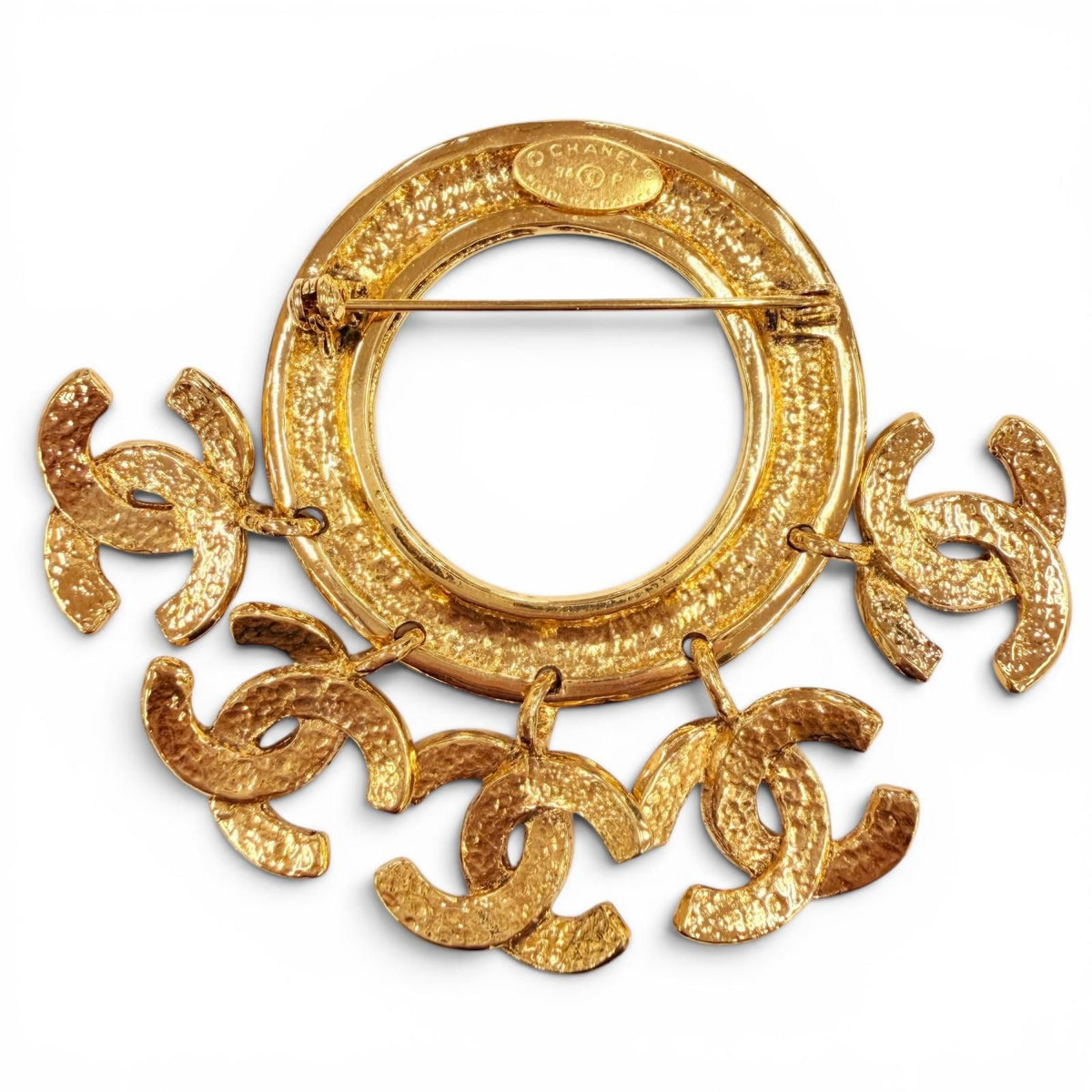 Chanel Vintage 94P CC Logo Circle Swing Brooch Gold French — view 3