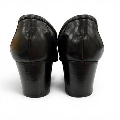 Hermes Constance Silver H Chunkyheels Leather Loafers Black — view 3