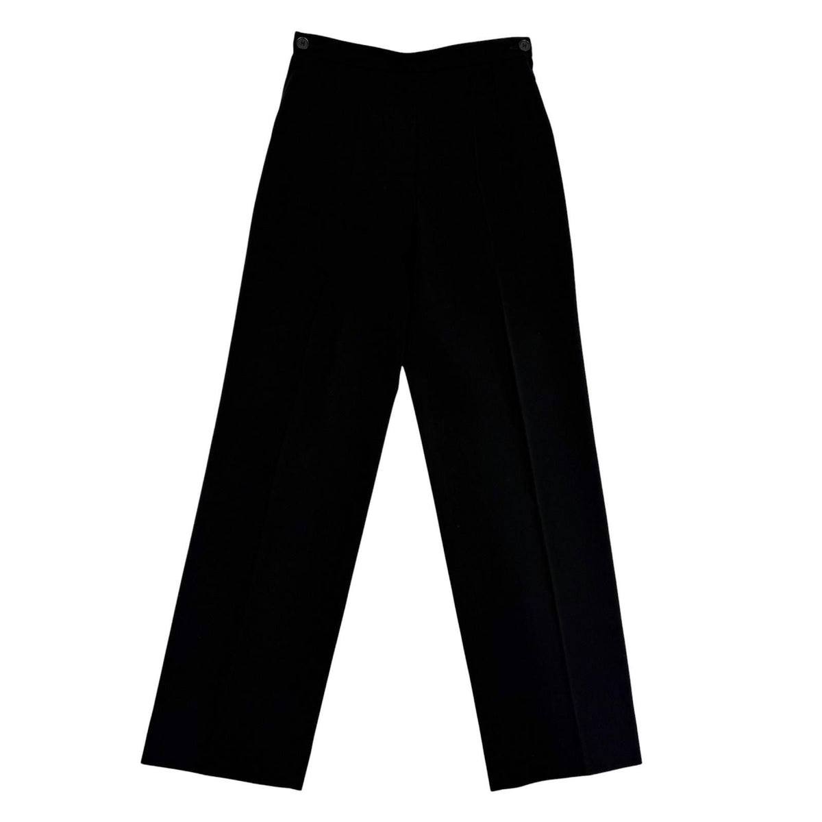 Hermes Vintage Wool Martin Margiela Era H Logo Button Center Crease Pants Black