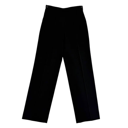 Hermes Vintage Wool Martin Margiela Era H Logo Button Center Crease Pants Black