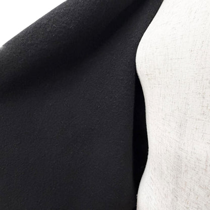 Moncler Mantella Wool 100% Logo Patch Down Sleeve Fringe Cape Coat Poncho Black — view 5