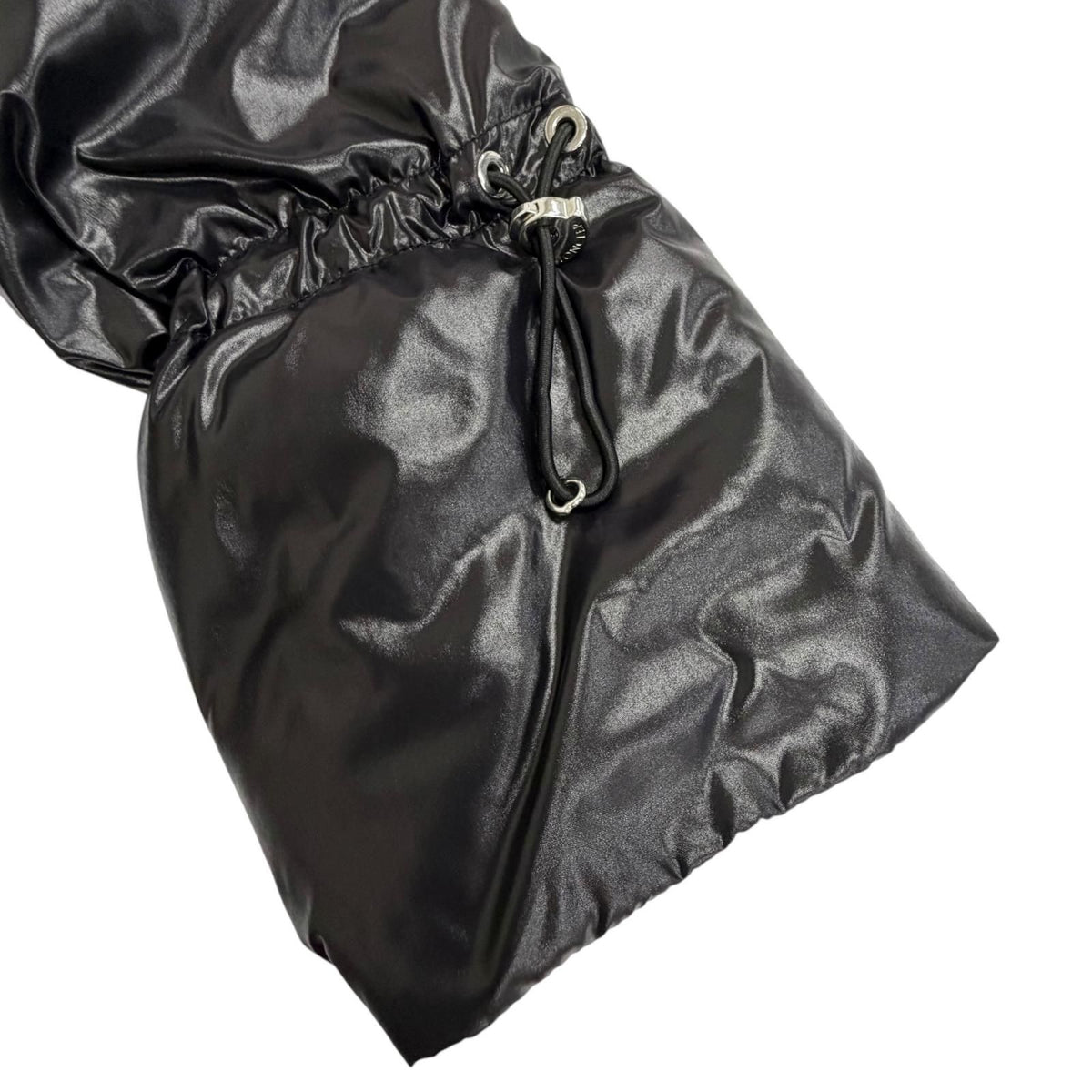 Moncler Mantella Wool 100% Logo Patch Down Sleeve Fringe Cape Coat Poncho Black — view 6