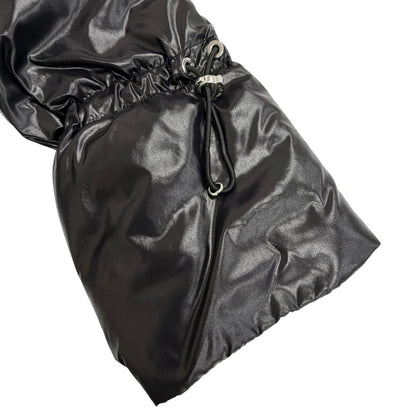 Moncler Mantella Wool 100% Logo Patch Down Sleeve Fringe Cape Coat Poncho Black — view 6