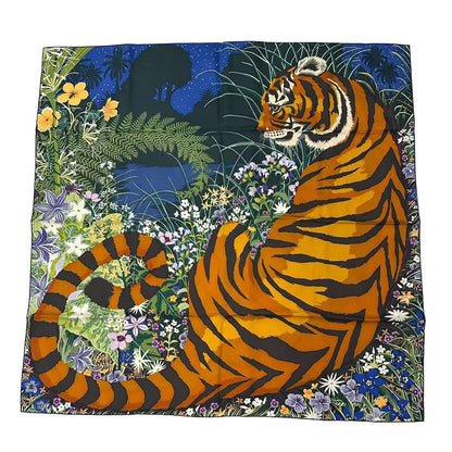 Hermes Carre 90 Scarf Silk Tygertyger Tiger Multicolor
