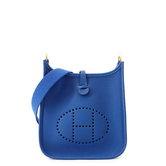 Hermes Shoulder Bag Evelyne TPM 111 Amazon Blue France Gold Taurillon Clemence