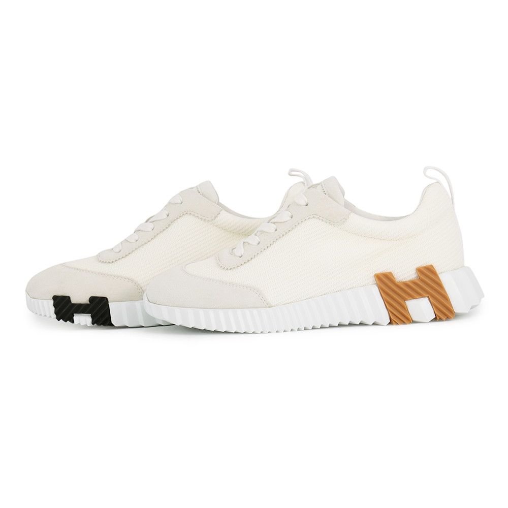 Hermes Sneakers Bounding Mesh Velour Shoes White — view 2