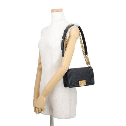 Chanel Chain Shoulder Bag Boy Small Quilted CC Logo Black — view 4