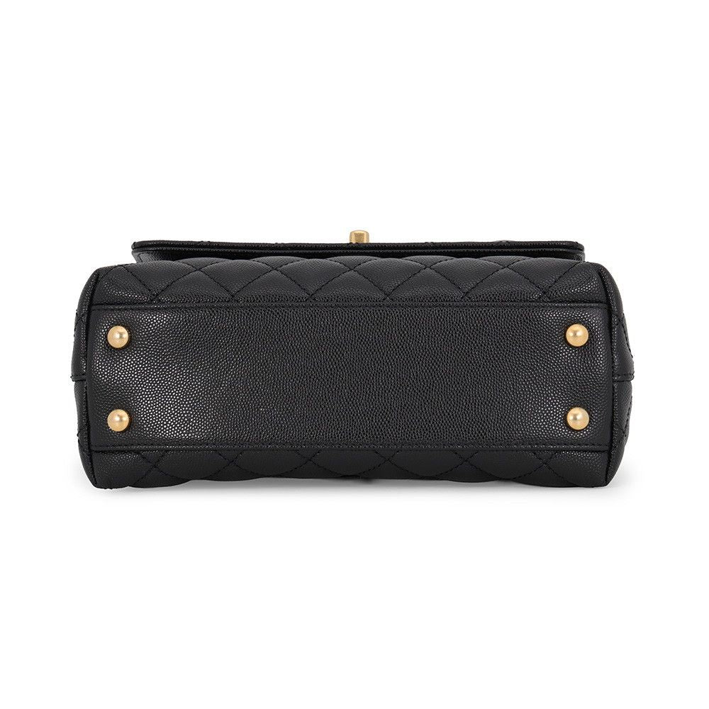 Chanel Quilted CC Logo Coco Handle XS Caviar Leather 2-Way Shoulder Bag Black — view 3