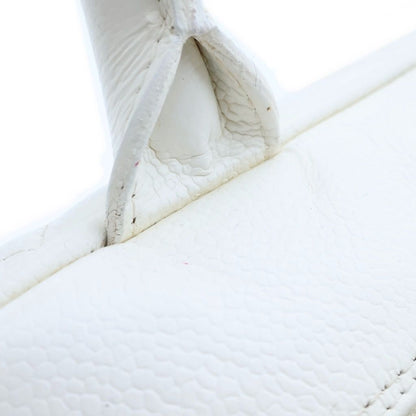 Chanel Quilted CC Logo Mini Boston Handbag White Caviar Leather Gold — view 7