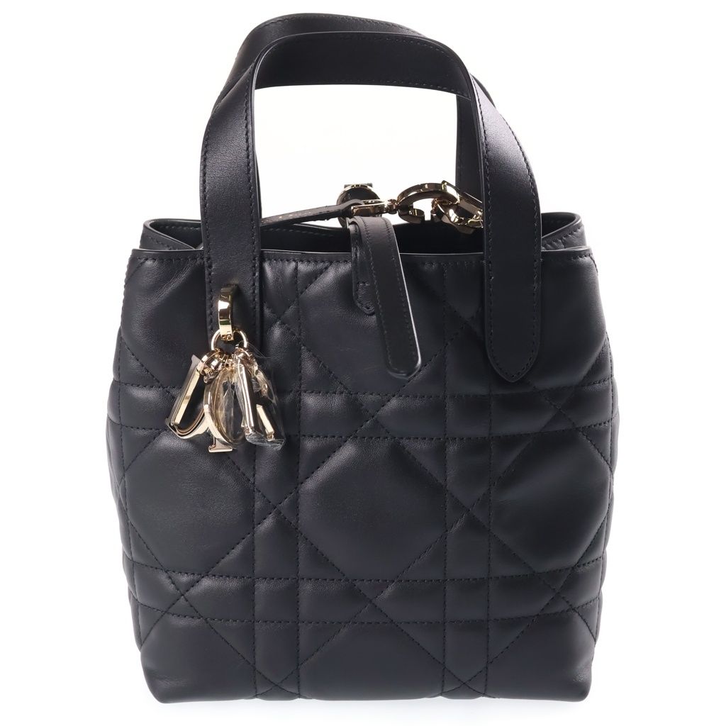 Dior Macro Cannage Toujours Leather 2-Way Handbag Black