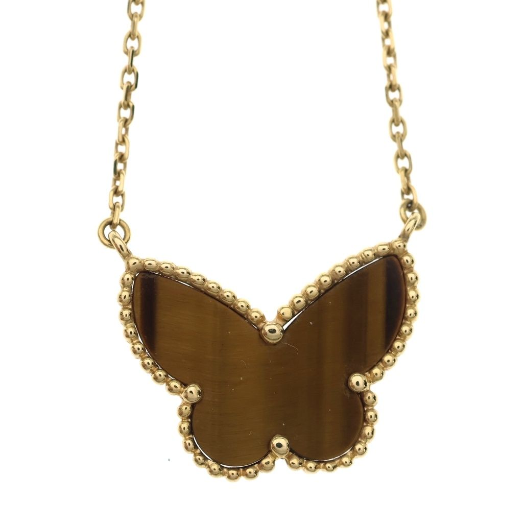 Van Cleef & Arpels Lucky Alhambra Papillon Tiger's Eye Pendant Chain — view 3