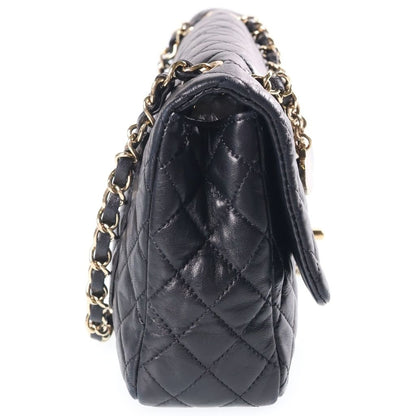 Chanel Quilted 25 Valentine Heart Charm Chain Shoulder Bag Black Lambskin Gold — view 3