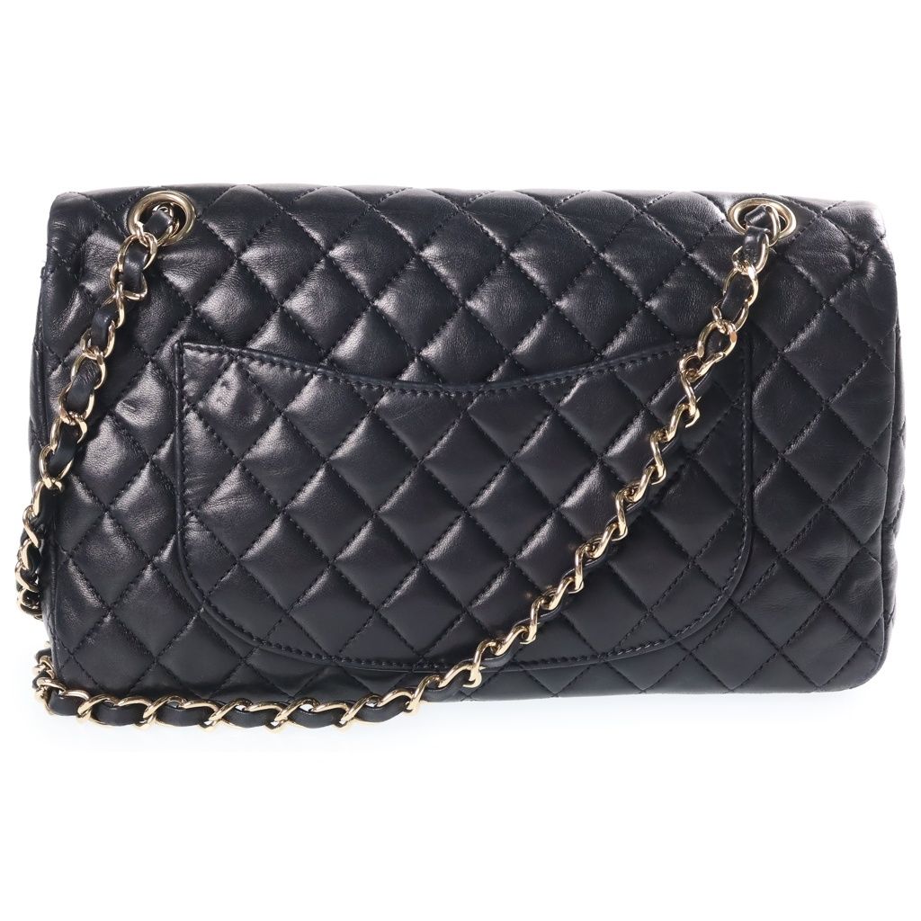 Chanel Quilted 25 Valentine Heart Charm Chain Shoulder Bag Black Lambskin Gold — view 2