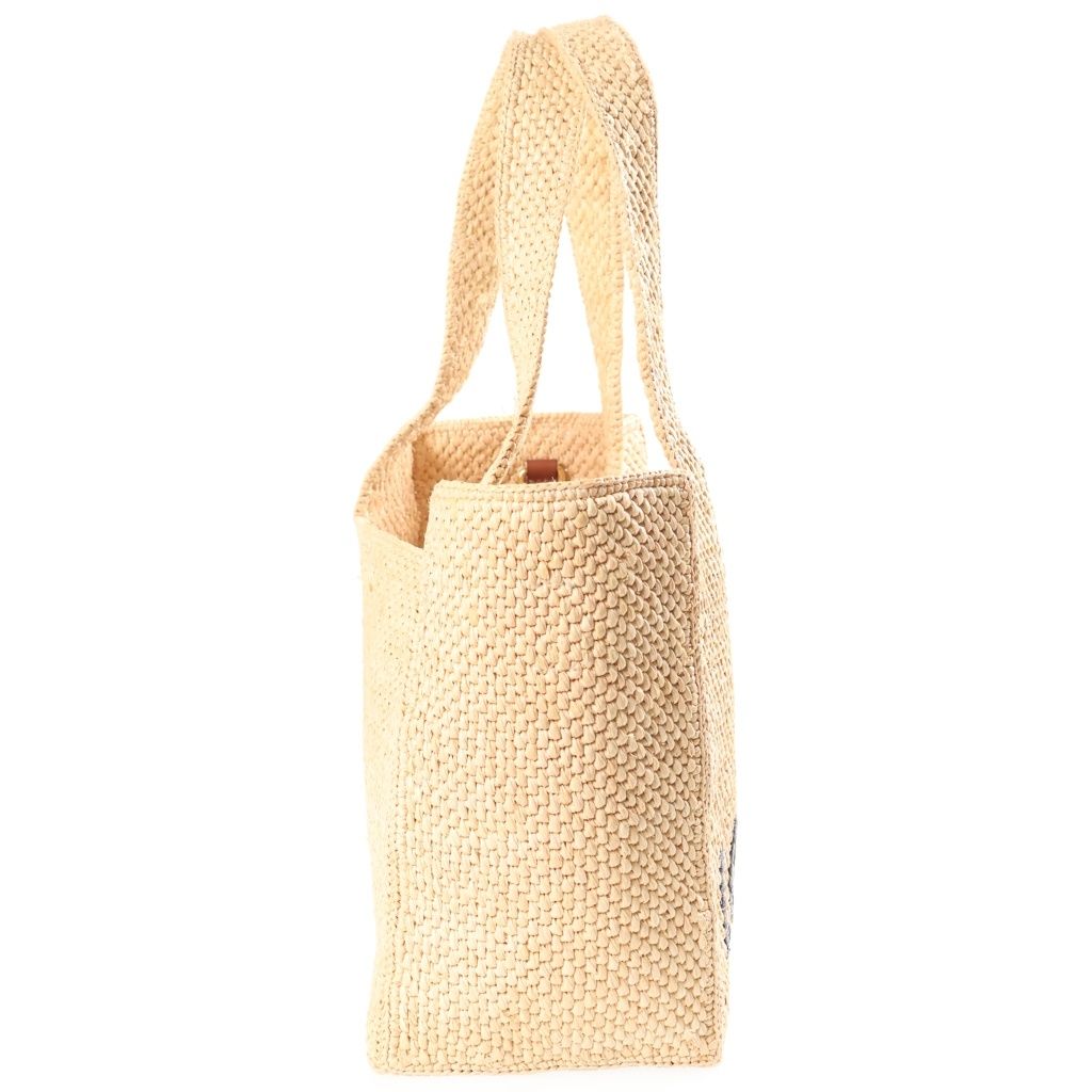Loewe Raffia Logo 2-Way Shoulder Bag Basket Beige Gold — view 3
