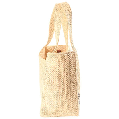 Loewe Raffia Logo 2-Way Shoulder Bag Basket Beige Gold — view 3