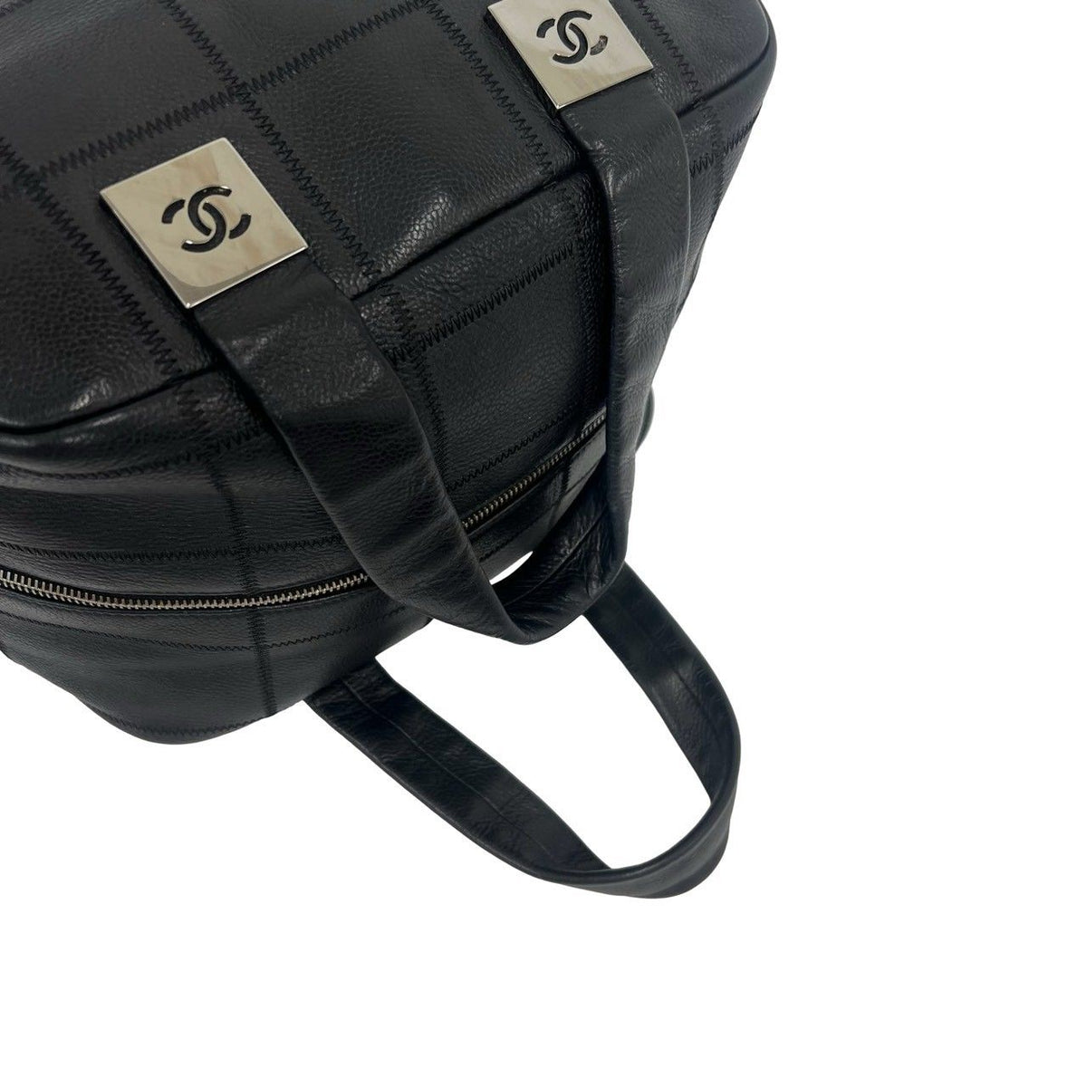 Chanel Choco Bar CC Logo Leather Mini Boston Bag Black — view 4