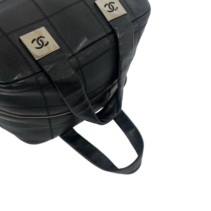 Chanel Choco Bar CC Logo Leather Mini Boston Bag Black — view 4