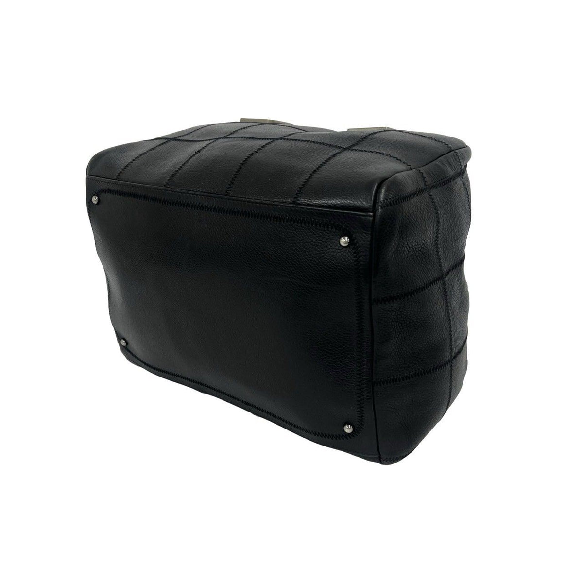 Chanel Choco Bar CC Logo Leather Mini Boston Bag Black — view 8