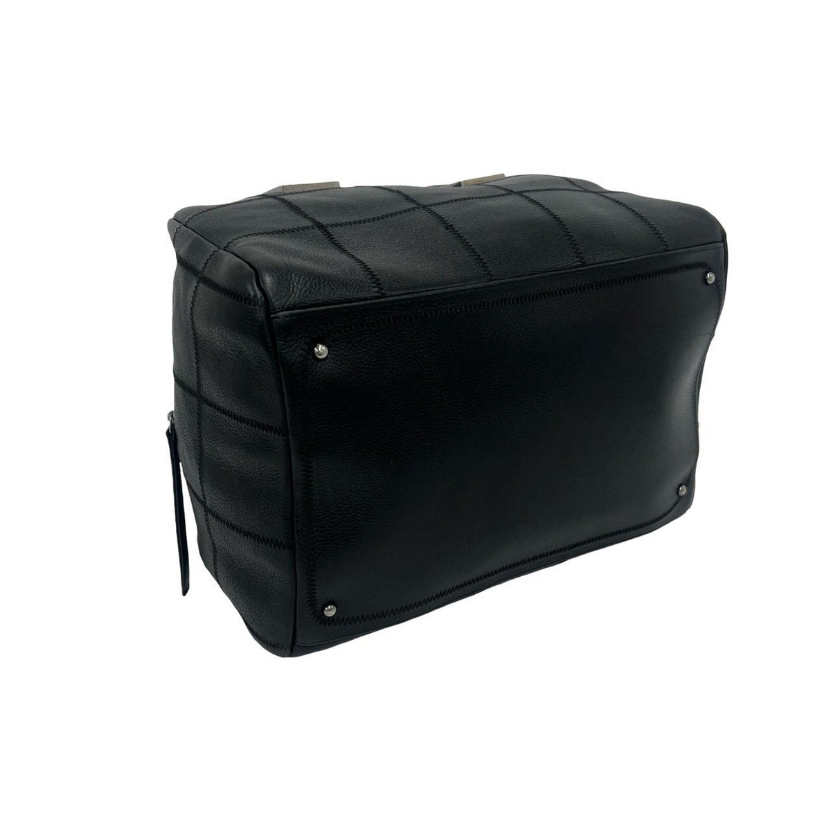 Chanel Choco Bar CC Logo Leather Mini Boston Bag Black — view 7