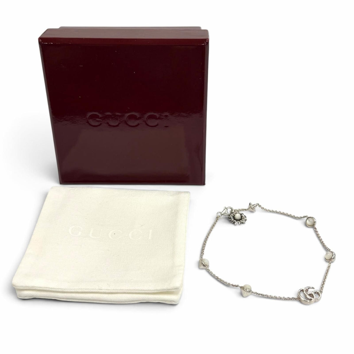 Gucci Double G Mother of Pearl Bracelet 925 Color Stone White Silver — view 2